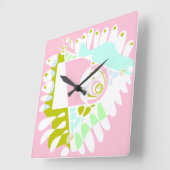 Vogelnest - Flamingo Roze Wit Vierkante Klok (Hoek)