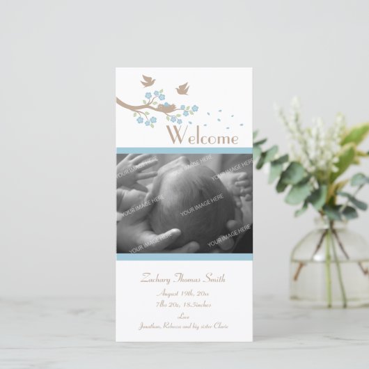 Vogelnest Geboorteaankondiging Aankondiging (Staand voorkant)