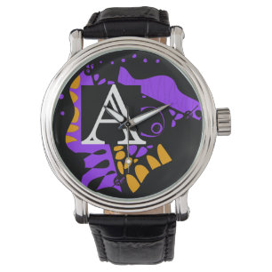 Vogelnest - Gepersonaliseerd Initiaal Letter A Horloge