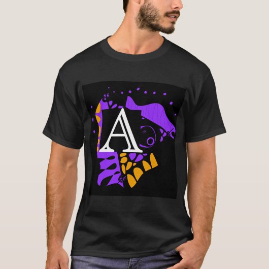 Vogelnest - Gepersonaliseerd Initiaal Letter A T-shirt (Voorkant)