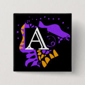 Vogelnest - Gepersonaliseerd Initiaal Letter A Vierkante Button 5,1 Cm (Voorkant)