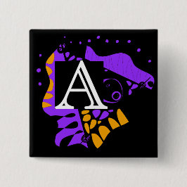 Vogelnest - Gepersonaliseerd Initiaal Letter A Vierkante Button 5,1 Cm