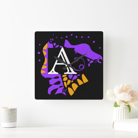 Vogelnest - Gepersonaliseerd Initiaal Letter A Vierkante Klok (Huis)