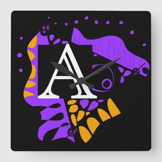 Vogelnest - Gepersonaliseerd Initiaal Letter A Vierkante Klok (Voorkant)