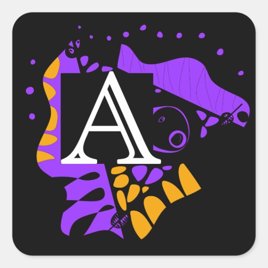 Vogelnest - Gepersonaliseerd Initiaal Letter A Vierkante Sticker (Voorkant)