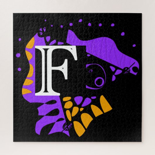 Vogelnest - Gepersonaliseerd Initiaal Letter F Legpuzzel (Verticaal)