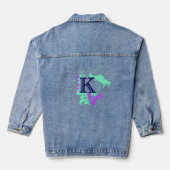 Vogelnest - Gepersonaliseerd Initiaal Letter K Aqu Denim Jacket (Achterkant)