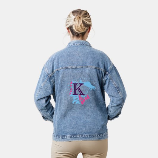 Vogelnest - Gepersonaliseerd Initiaal Letter K Blu Denim Jacket (Model)