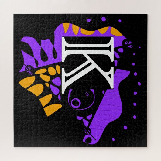 Vogelnest - Gepersonaliseerd Initiaal Letter K Legpuzzel (Horizontaal)