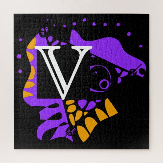 Vogelnest - Gepersonaliseerd Initiaal Letter V Legpuzzel (Verticaal)