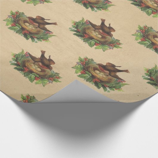  vogelnest holly bekerst cadeaupapier (Hoek)