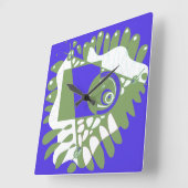 Vogelnest - Indigo Green Vierkante Klok (Hoek)