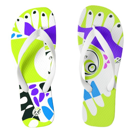 Vogelnest - Lime Green White Teenslippers (Voetbed)