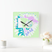 Vogelnest - Mint White Vierkante Klok (Huis)