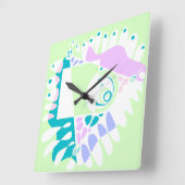 Vogelnest - Mint White Vierkante Klok (Hoek)