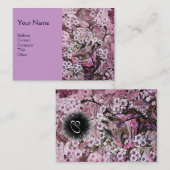 VOGELNEST,monogram ,roze rood wit violet Visitekaartje (Voorkant / Achterkant)