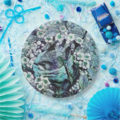 VOGELNEST ONDER DE LENTEBLOEMEN, wit, blauw Blauwg Papieren Bordje (Feest)