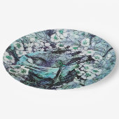 VOGELNEST ONDER DE LENTEBLOEMEN, wit, blauw Blauwg Papieren Bordje (Gekanteld)