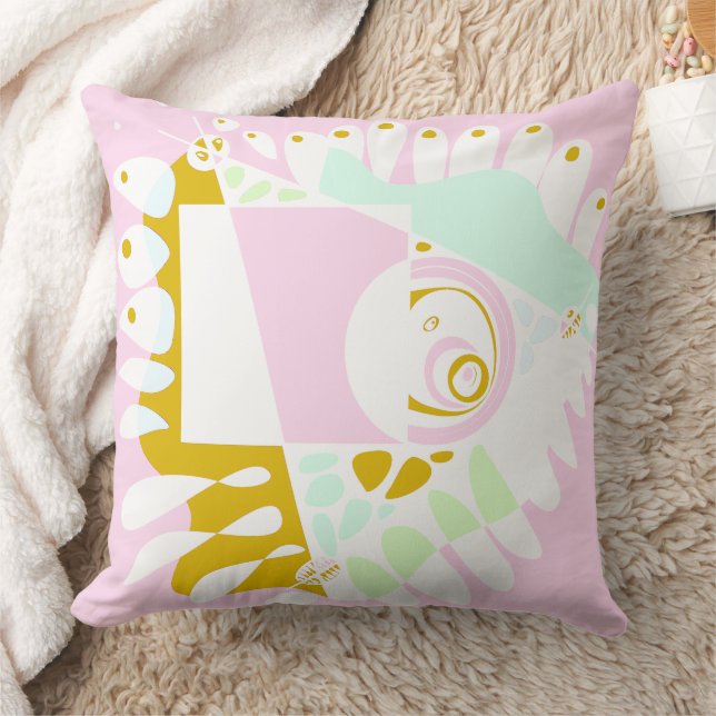 Vogelnest - pastel roze wit kussen (Deken)