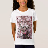 VOGELNEST, PINK WHITE SPRING FLOWERS EN BOOM T-SHIRT (Voorkant)