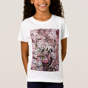 VOGELNEST, PINK WHITE SPRING FLOWERS EN BOOM T-SHIRT
