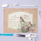 Vogelnest Rode Bloemen Carte Postale Frans Script Tissuepapier (Craft)