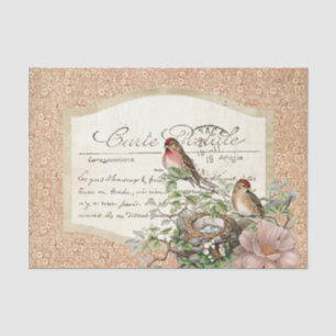 Vogelnest Rode Bloemen Carte Postale Frans Script Tissuepapier