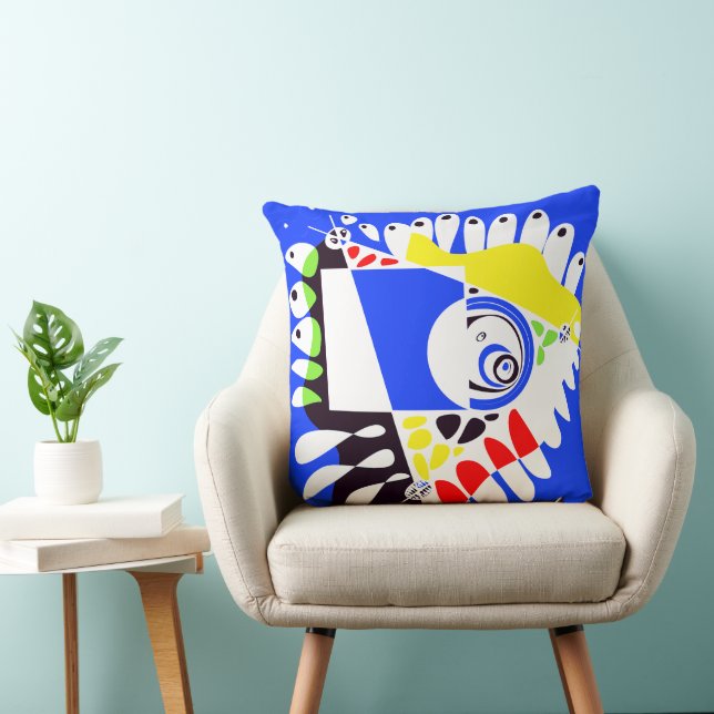 Vogelnest - Royal Blue White Kussen (Stoel)