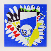 Vogelnest - Royal Blue White Legpuzzel (Horizontaal)