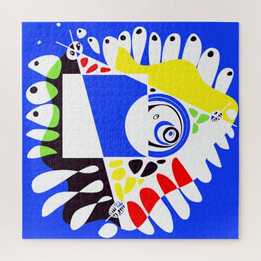 Vogelnest - Royal Blue White Legpuzzel (Verticaal)