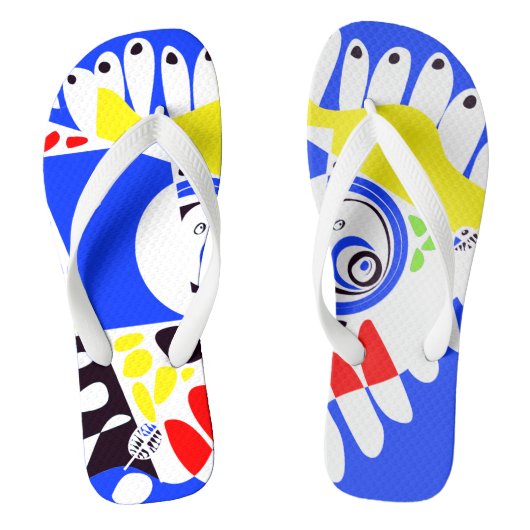 Vogelnest - Royal Blue White Teenslippers (Voetbed)