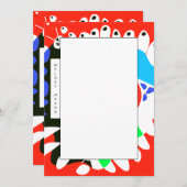 Vogelnest - Scarlet Rood Wit Aangepaste Naam Notitiekaartje (Voorkant / Achterkant)