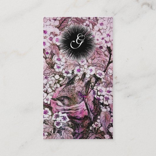 VOGELNEST, SPRINGSTROMEN Monogram roze Rood Rood Visitekaartje (Achterkant)