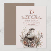 Vogelnest Terracotta Roze 75ste verjaardag Kaart (Voorkant / Achterkant)
