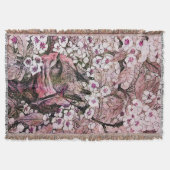 VOGELNEST, TREE, PINK WHITE SPRING Floral Deken (Voorkant)