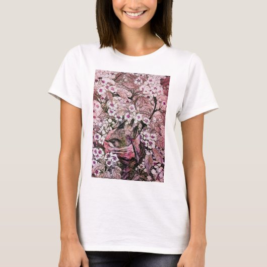 VOGELNEST, TREE PINK WHITE SPRING FLOWERS Floral T-shirt (Voorkant)