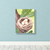 vogelnest | Waterverf Eggs Natuur schilderij Canvas Afdruk (Insitu (Houten vloer))