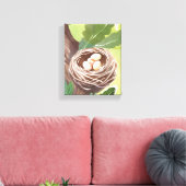 vogelnest | Waterverf Eggs Natuur schilderij Canvas Afdruk (Insitu (Woonkamer))