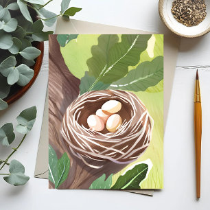 Vogelnest   Waterverf Eieren Natuur Briefkaart