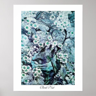 VOGELNEST ,wit blauw Poster