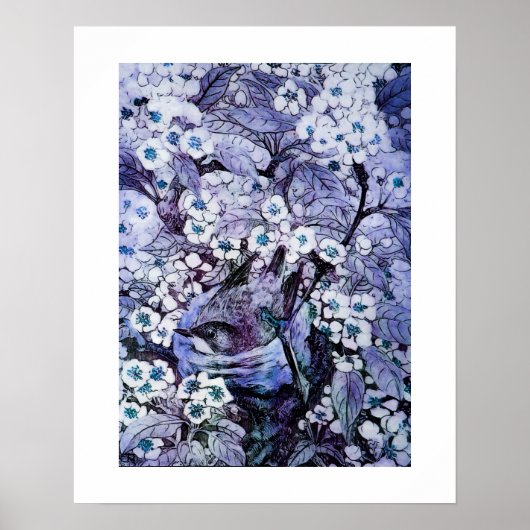 VOGELNEST ,wit blauw Poster (Voorkant)