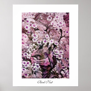 VOGELNEST ,wit rood roze paars Poster