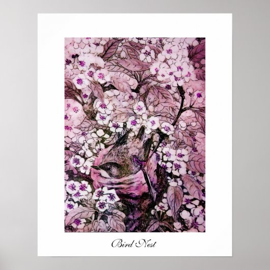 VOGELNEST ,wit rood roze paars Poster (Voorkant)