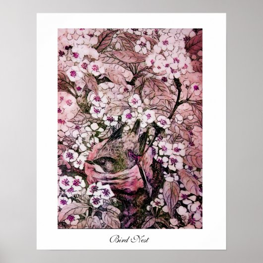 VOGELNEST ,wit rood roze Poster (Voorkant)
