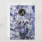 VOGELNEST, WITTE BLAUWE LENTE BLOEMEN MONOGRAM AANKONDIGING (Voorkant)