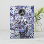 VOGELNEST, WITTE BLAUWE LENTE BLOEMEN MONOGRAM AANKONDIGING (Staand voorkant)