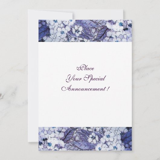 VOGELNEST, WITTE BLAUWE LENTE BLOEMEN MONOGRAM AANKONDIGING (Achterkant)