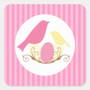 VogelnestBaby shower Vierkante Sticker