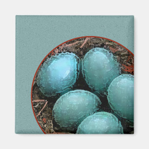 Vogelnesten met blauwe Robin Eggs Magneet