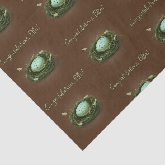 Vogelnesten met blauwgevlekte eieren - aangepast b tissuepapier (Detail)